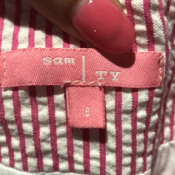 Sam TY pink stripe searsucker blazer size 6 - Picture 10 of 11
